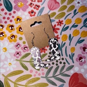 Cow Print Boot Earrings